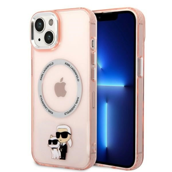 Futrola MagSafe za Apple iPhone 14, Karl Lagerfeld, Ikonik Karl & Choupette, Roze
