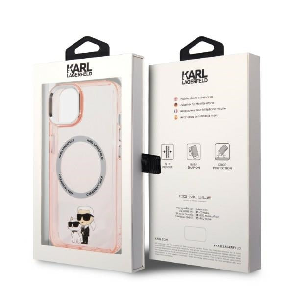 Futrola MagSafe za Apple iPhone 14, Karl Lagerfeld, Ikonik Karl & Choupette, Roze