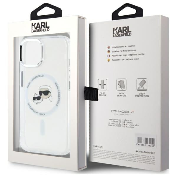 Futrola MagSafe za Apple iPhone 14, Karl Lagerfeld, IML Metal Karl & Choupette's Heads, Bela