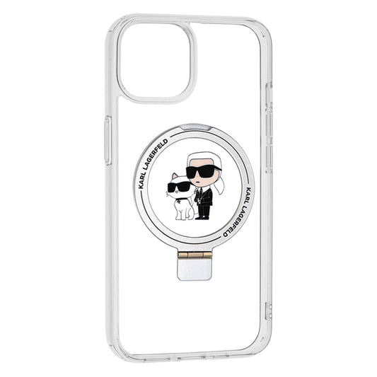 Futrola MagSafe za Apple iPhone 14, Karl Lagerfeld, Ring Stand Karl & Choupette, Bela