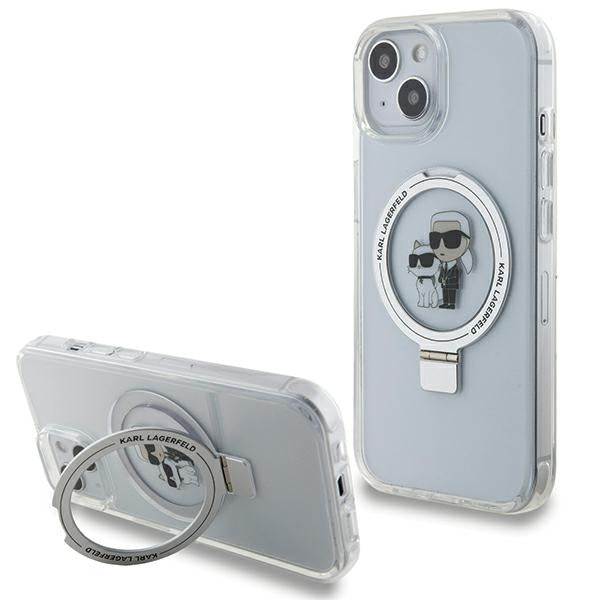 Futrola MagSafe za Apple iPhone 14, Karl Lagerfeld, Ring Stand Karl & Choupette, Bela