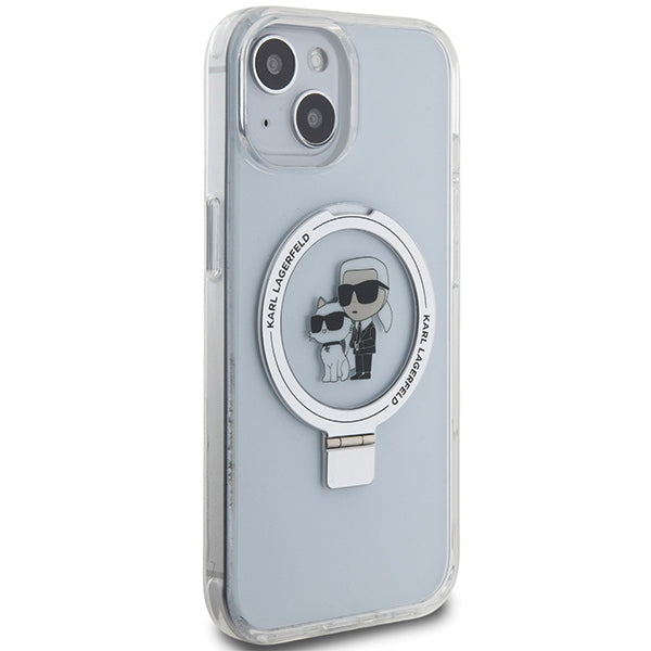 Futrola MagSafe za Apple iPhone 14, Karl Lagerfeld, Ring Stand Karl & Choupette, Bela
