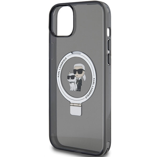 Futrola MagSafe za Apple iPhone 14, Karl Lagerfeld, Ring Stand Karl & Choupette, Crna