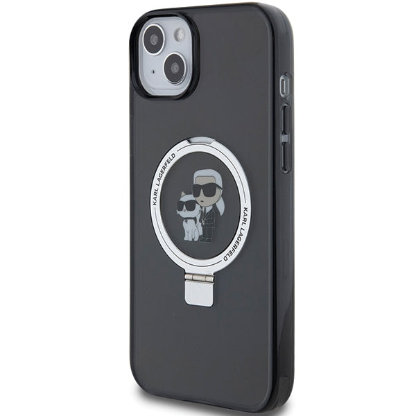 Futrola MagSafe za Apple iPhone 14, Karl Lagerfeld, Ring Stand Karl & Choupette, Crna