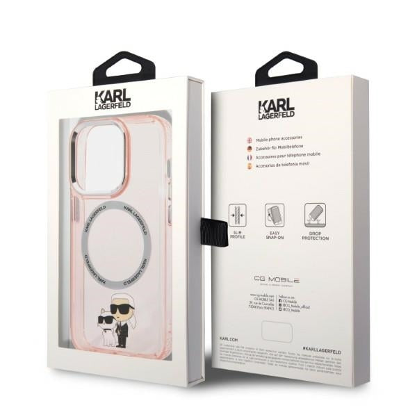 Futrola MagSafe za Apple iPhone 14 Pro, Karl Lagerfeld, Ikonik Karl & Choupette, Roze
