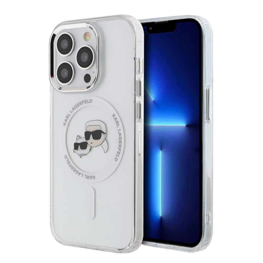 Futrola MagSafe za Apple iPhone 14 Pro, Karl Lagerfeld, IML Metal Karl & Choupette's Heads, Bela