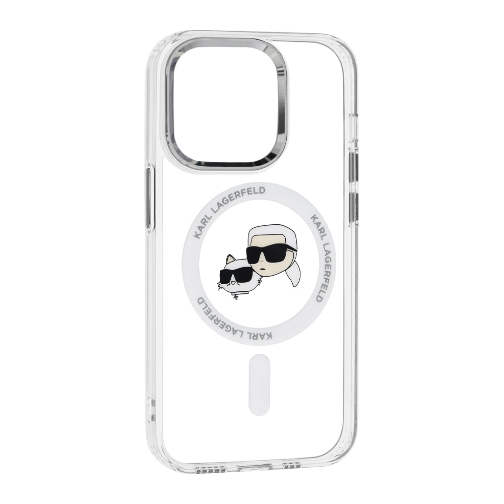 Futrola MagSafe za Apple iPhone 14 Pro, Karl Lagerfeld, IML Metal Karl & Choupette's Heads, Bela