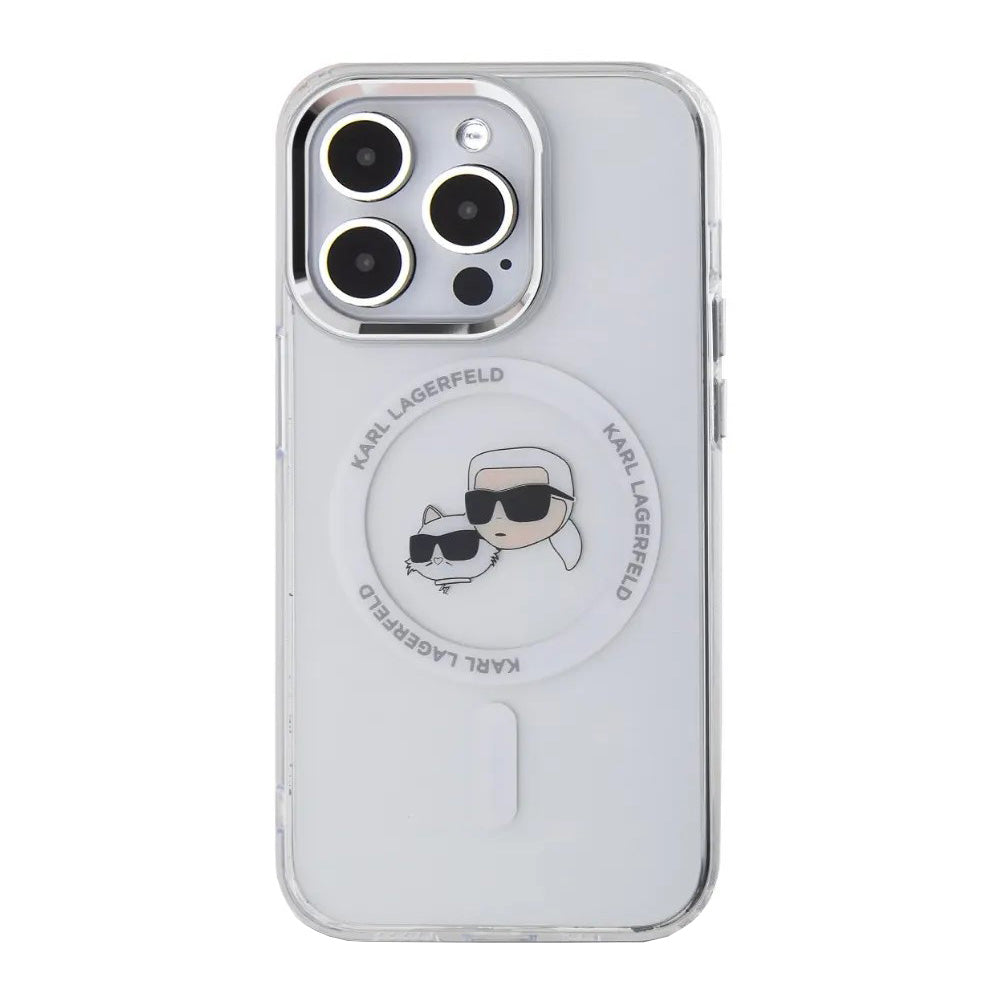 Futrola MagSafe za Apple iPhone 14 Pro, Karl Lagerfeld, IML Metal Karl & Choupette's Heads, Bela