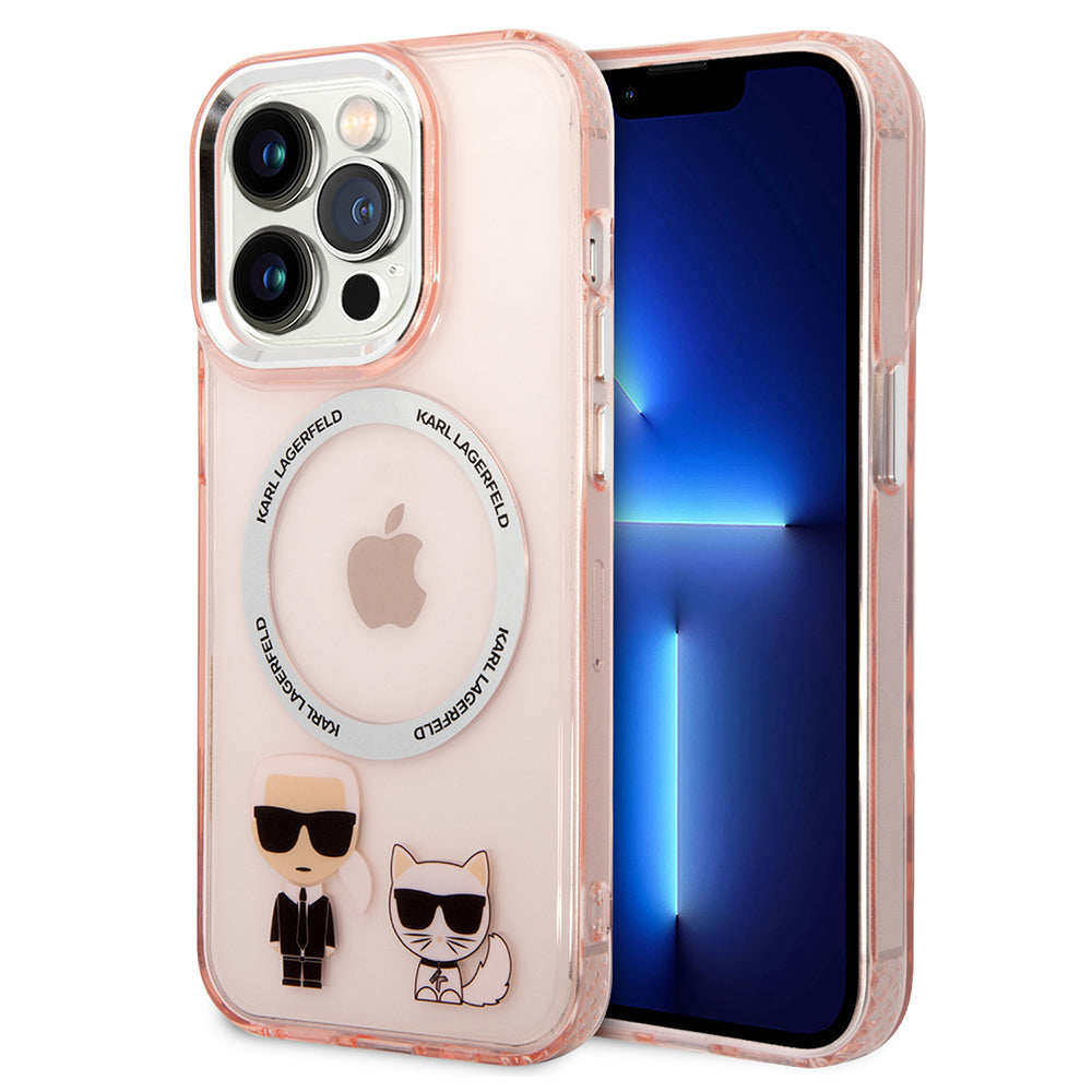 Futrola MagSafe za Apple iPhone 14 Pro, Karl Lagerfeld, Karl & Choupette Aluminium, Roze