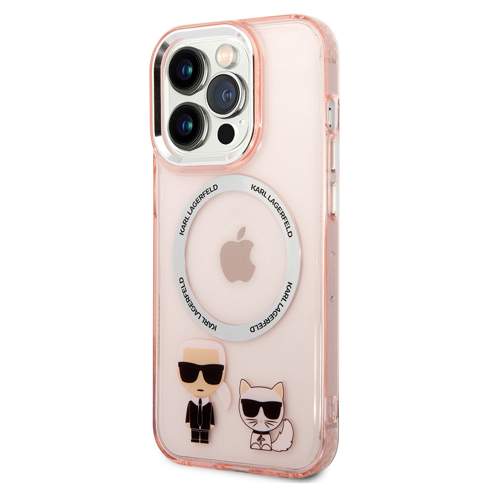 Futrola MagSafe za Apple iPhone 14 Pro, Karl Lagerfeld, Karl & Choupette Aluminium, Roze