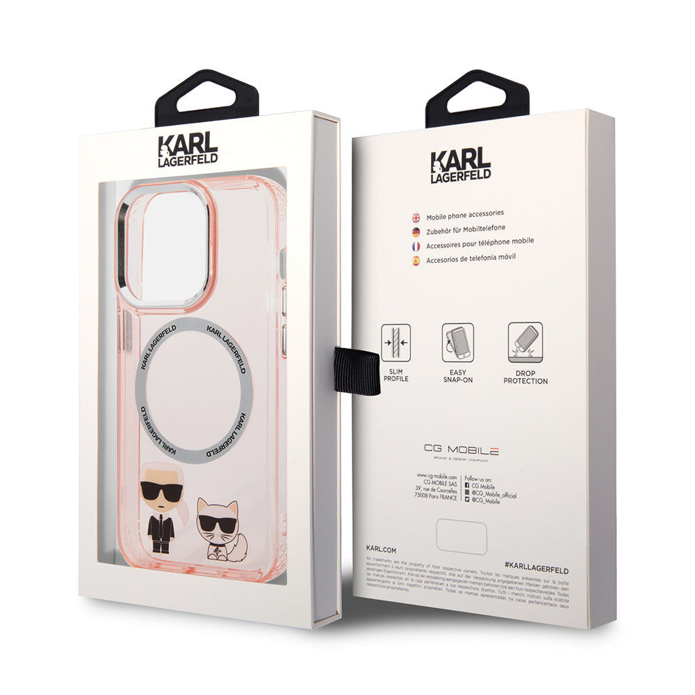 Futrola MagSafe za Apple iPhone 14 Pro, Karl Lagerfeld, Karl & Choupette Aluminium, Roze