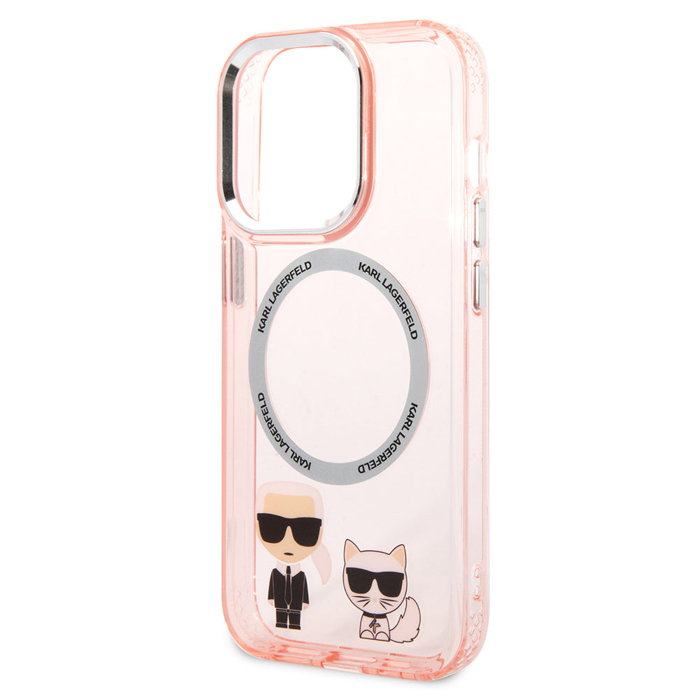 Futrola MagSafe za Apple iPhone 14 Pro, Karl Lagerfeld, Karl & Choupette Aluminium, Roze