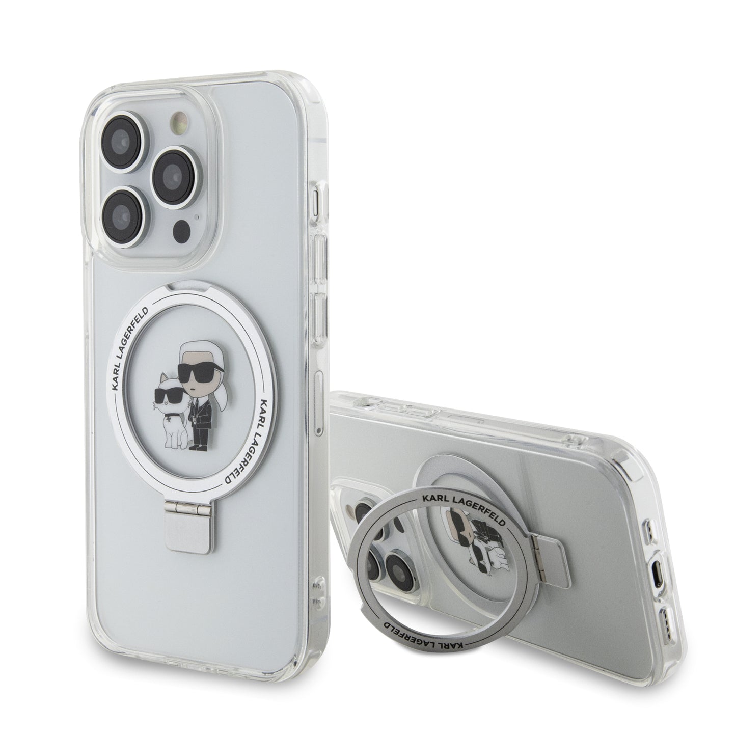 Futrola MagSafe za Apple iPhone 14 Pro, Karl Lagerfeld, Ring Stand Karl & Choupette, Bela