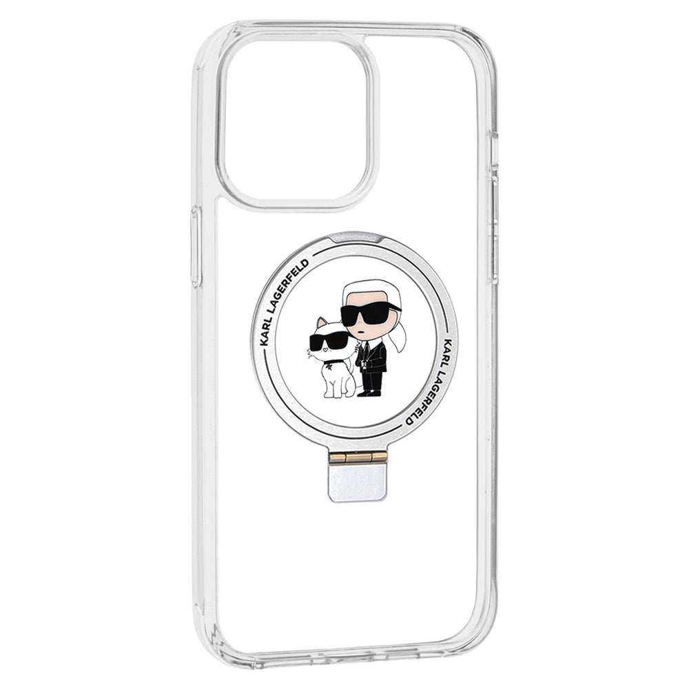 Futrola MagSafe za Apple iPhone 14 Pro, Karl Lagerfeld, Ring Stand Karl & Choupette, Bela