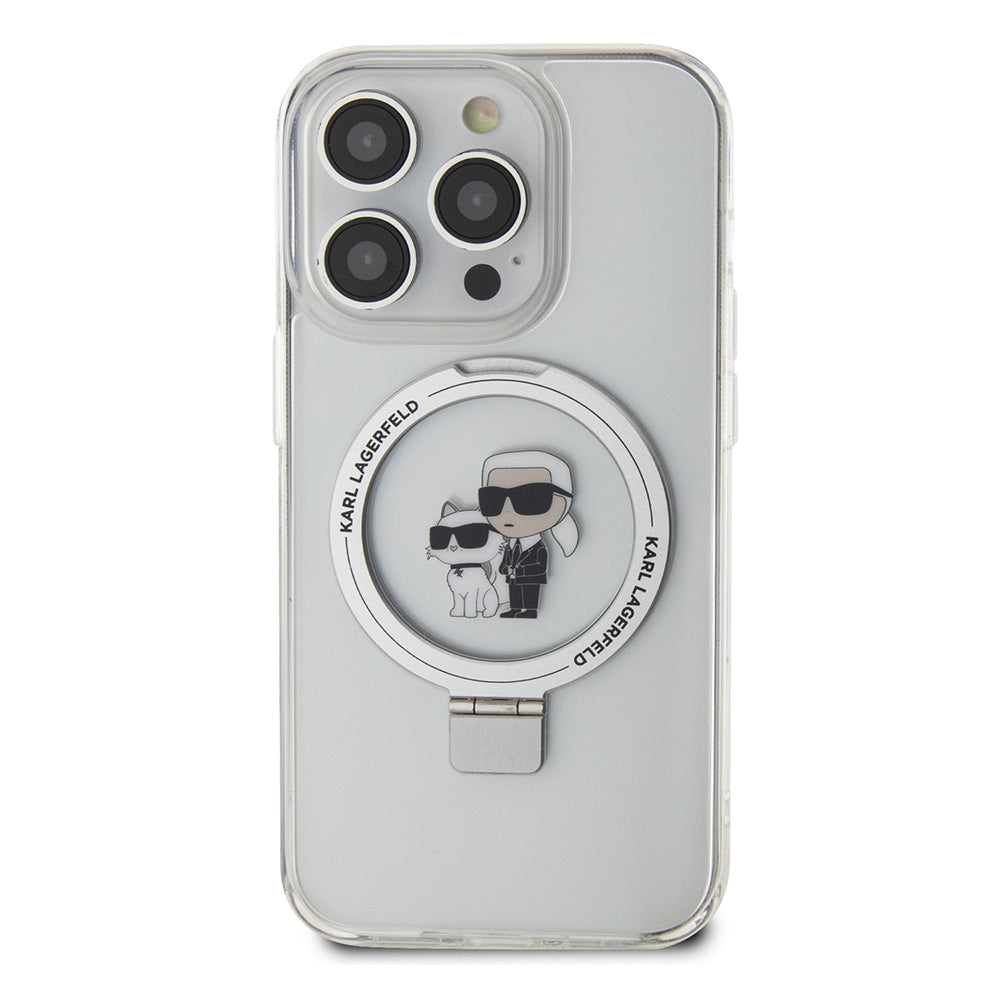 Futrola MagSafe za Apple iPhone 14 Pro, Karl Lagerfeld, Ring Stand Karl & Choupette, Bela