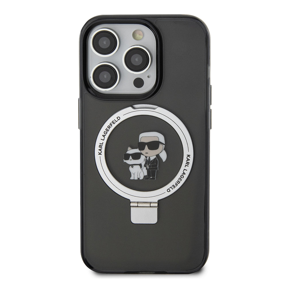 Futrola MagSafe za Apple iPhone 14 Pro, Karl Lagerfeld, Ring Stand Karl & Choupette, Crna