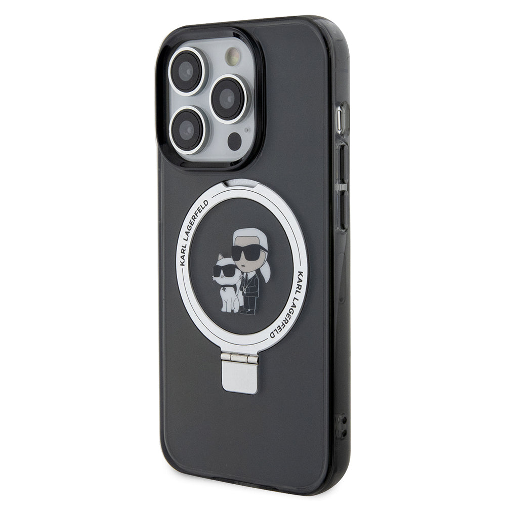 Futrola MagSafe za Apple iPhone 14 Pro, Karl Lagerfeld, Ring Stand Karl & Choupette, Crna