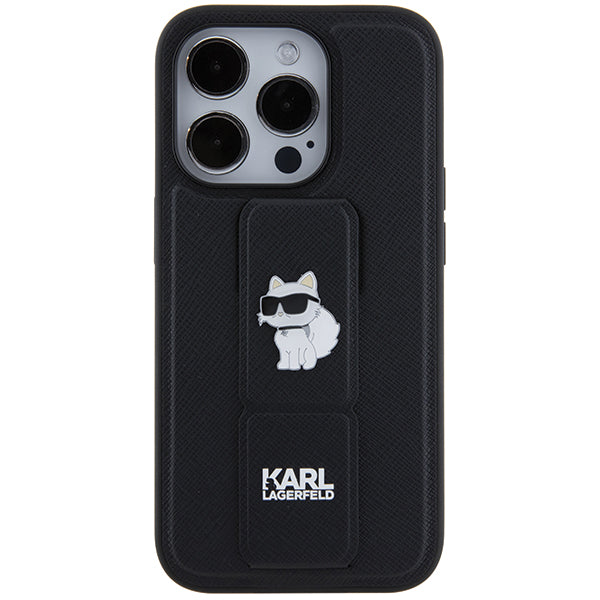 Futrola MagSafe za Apple iPhone 14 Pro, Karl Lagerfeld, Saffiano Gripstand Choupette, Crna