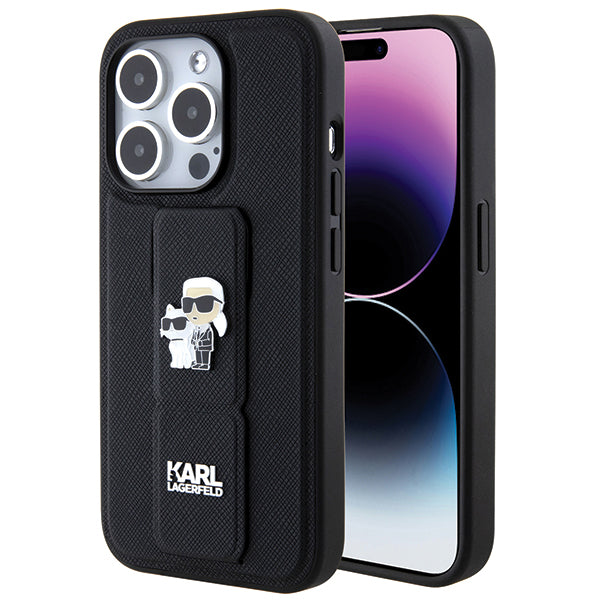 Futrola MagSafe za Apple iPhone 14 Pro, Karl Lagerfeld, Saffiano Gripstand Karl & Choupette, Crna