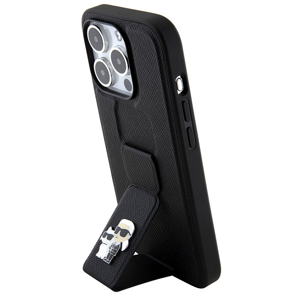 Futrola MagSafe za Apple iPhone 14 Pro, Karl Lagerfeld, Saffiano Gripstand Karl & Choupette, Crna