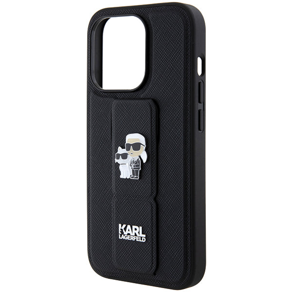 Futrola MagSafe za Apple iPhone 14 Pro, Karl Lagerfeld, Saffiano Gripstand Karl & Choupette, Crna