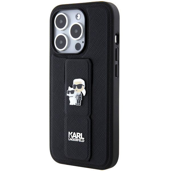 Futrola MagSafe za Apple iPhone 14 Pro, Karl Lagerfeld, Saffiano Gripstand Karl & Choupette, Crna