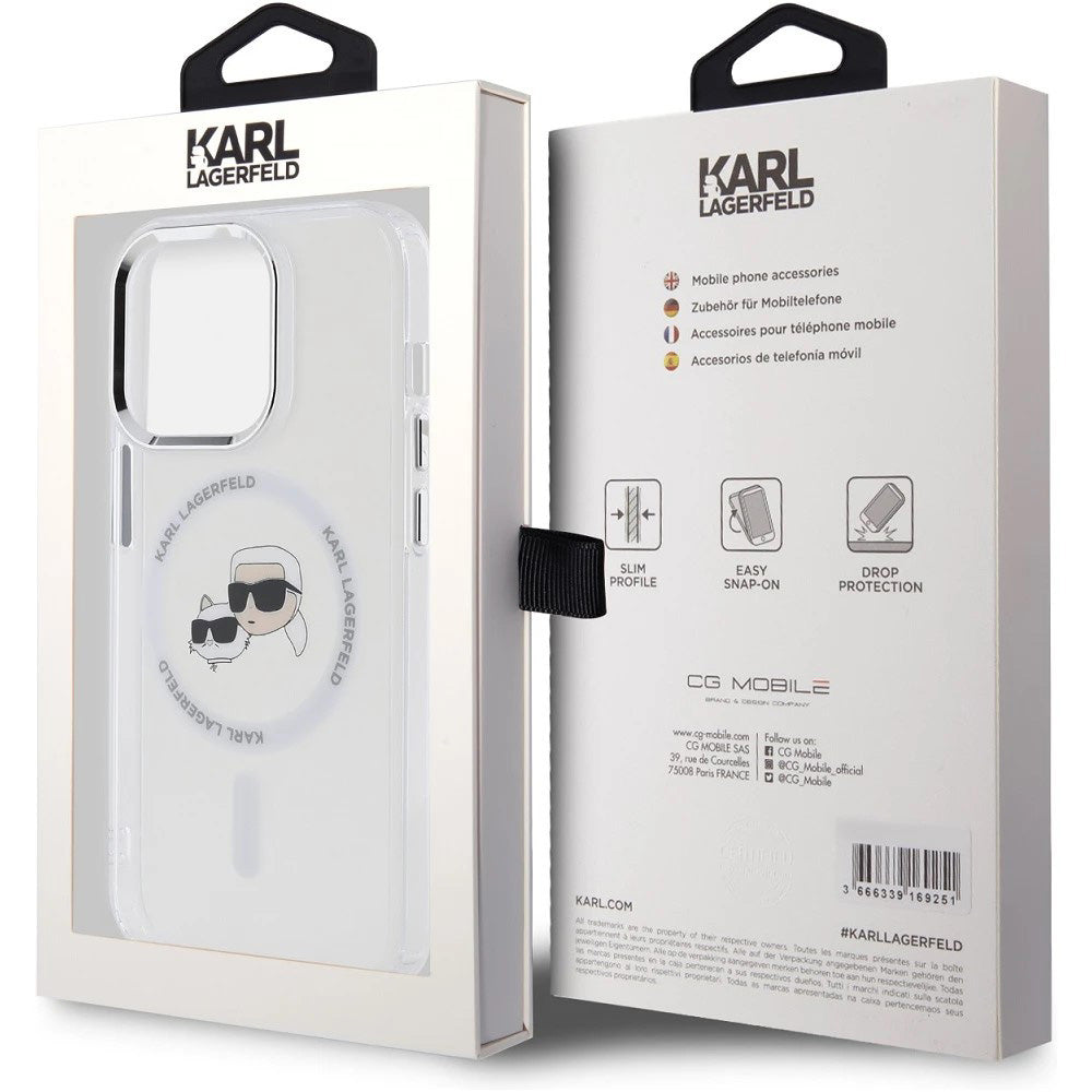 Futrola MagSafe za Apple iPhone 14 Pro Max, Karl Lagerfeld, IML Metal Karl & Choupette's Heads, Bela