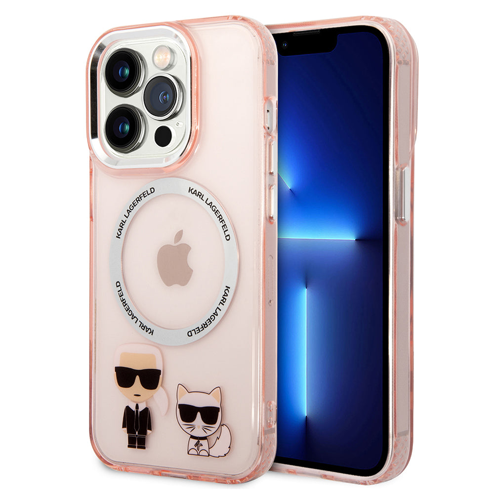 Futrola MagSafe za Apple iPhone 14 Pro Max, Karl Lagerfeld, Karl & Choupette Aluminium, Roze