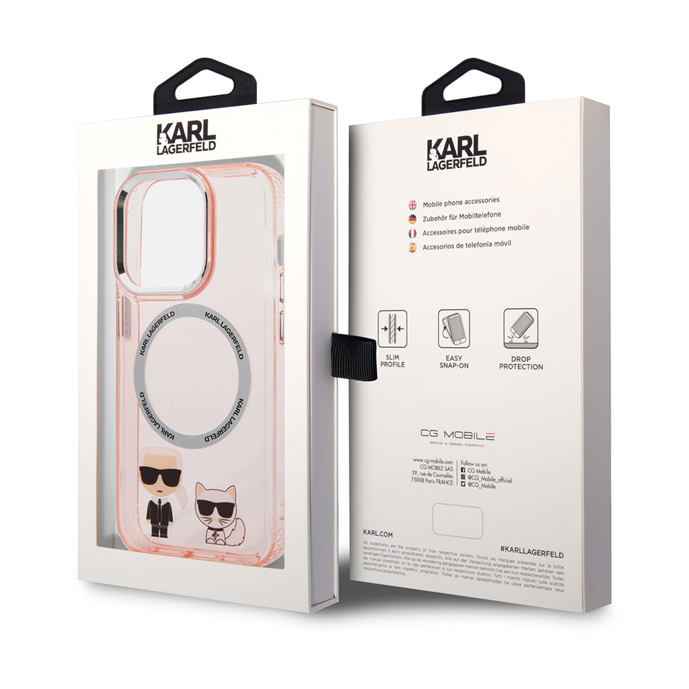 Futrola MagSafe za Apple iPhone 14 Pro Max, Karl Lagerfeld, Karl & Choupette Aluminium, Roze