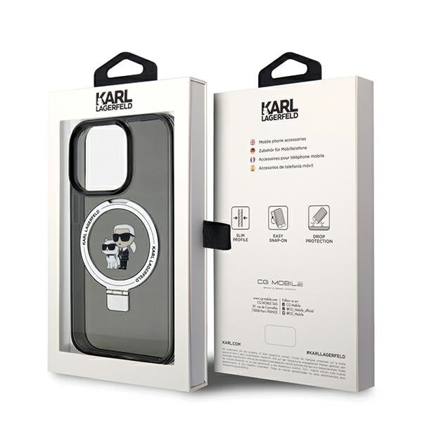Futrola MagSafe za Apple iPhone 14 Pro Max, Karl Lagerfeld, Ring Stand Karl & Choupette, Crna