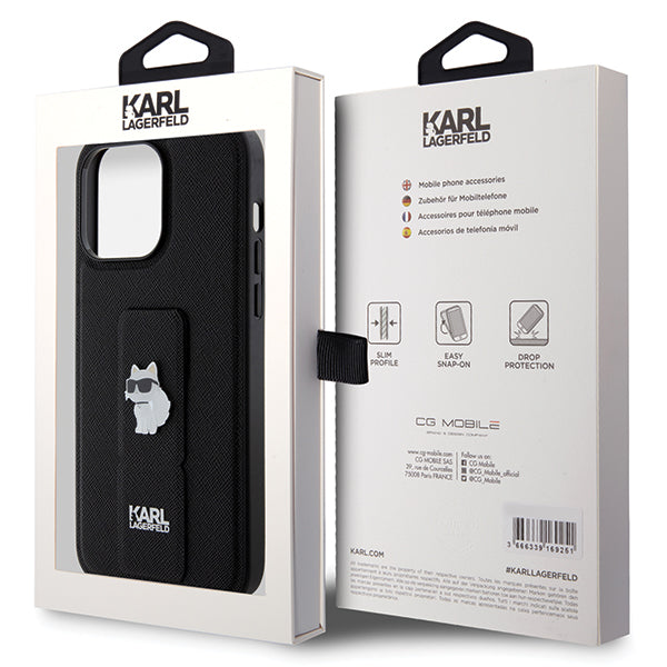 Futrola MagSafe za Apple iPhone 14 Pro Max, Karl Lagerfeld, Saffiano Gripstand Choupette, Crna