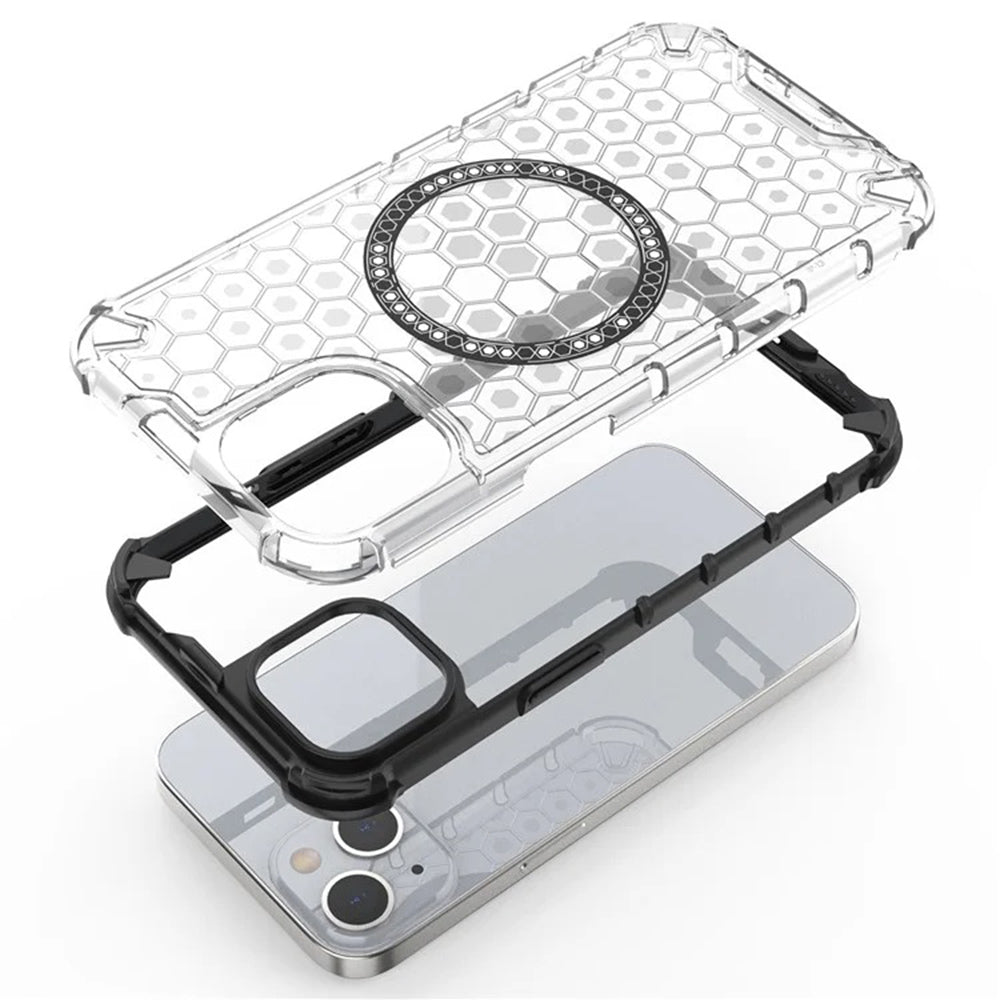 MagSafe futrola za Apple iPhone 14, Techsuit, HoneyComb Shield, Crna