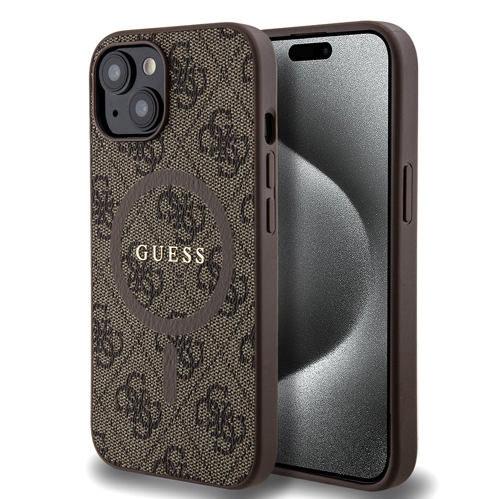 Futrola MagSafe za Apple iPhone 15, Guess, 4G Collection, Braon