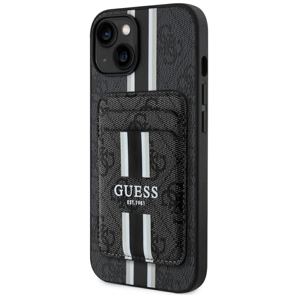Futrola MagSafe za Apple iPhone 15, Guess, Cardslot 4G Stripes, Crna