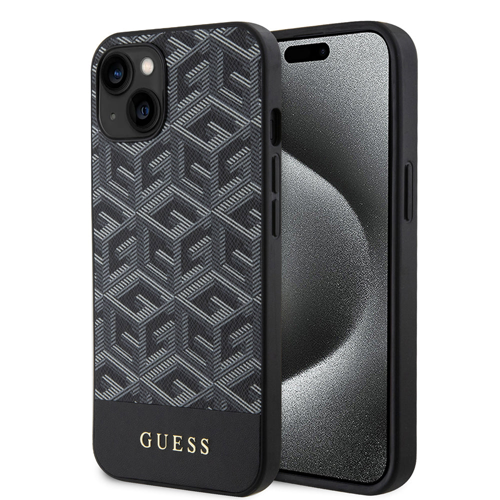 Futrola MagSafe za Apple iPhone 15, Guess, GCube Stripes, Crna