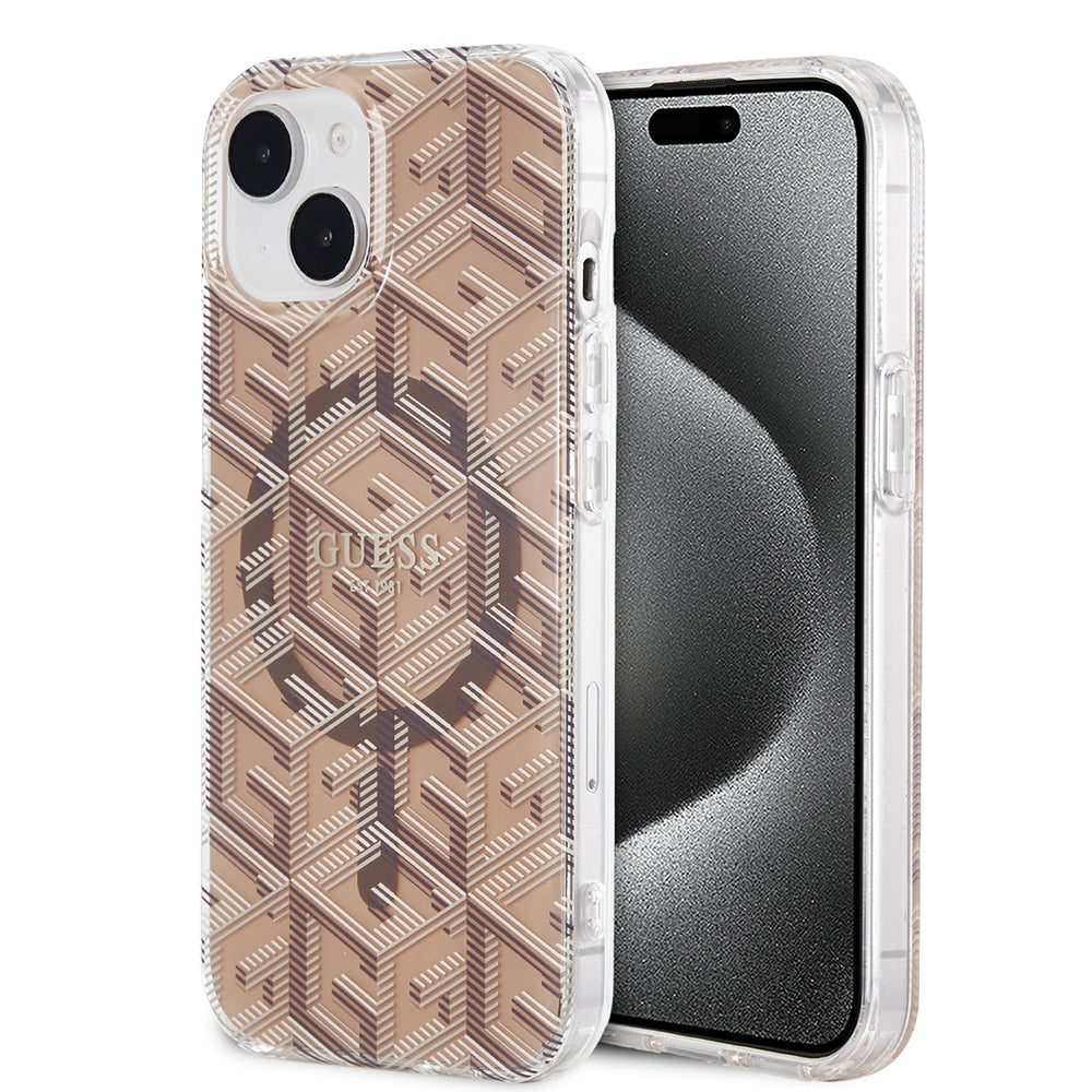 Futrola MagSafe za Apple iPhone 15, Guess, IML Gcube, Braon