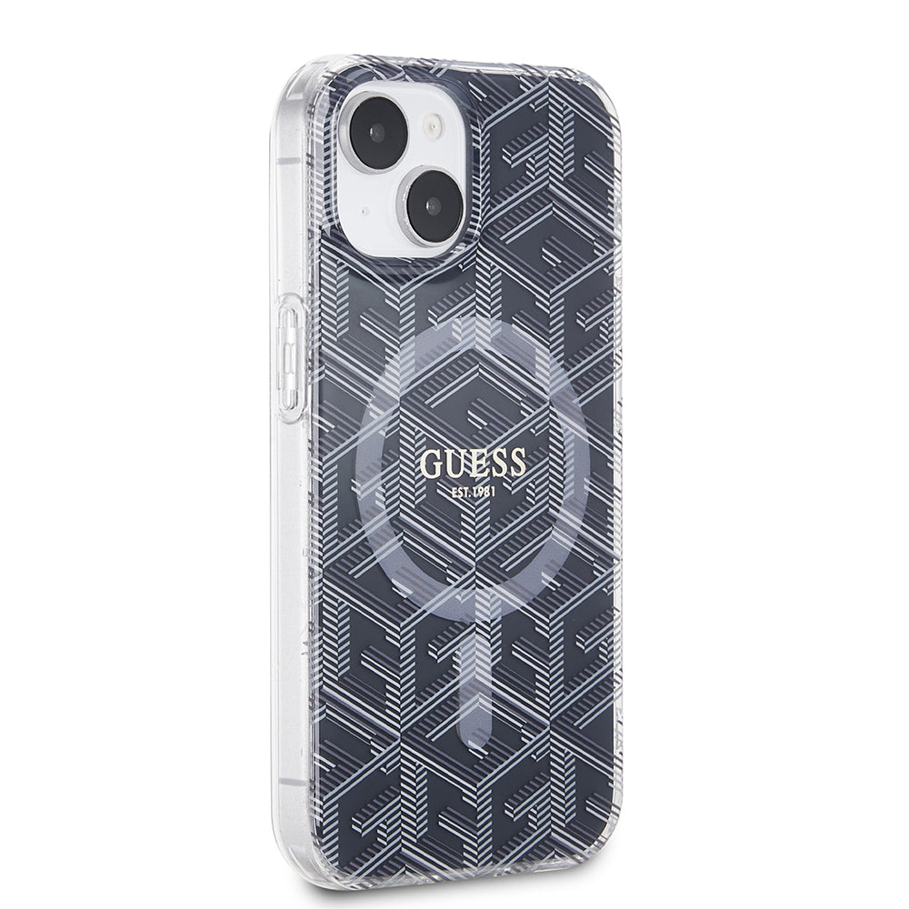 Futrola MagSafe za Apple iPhone 15, Guess, IML Gcube, Crna