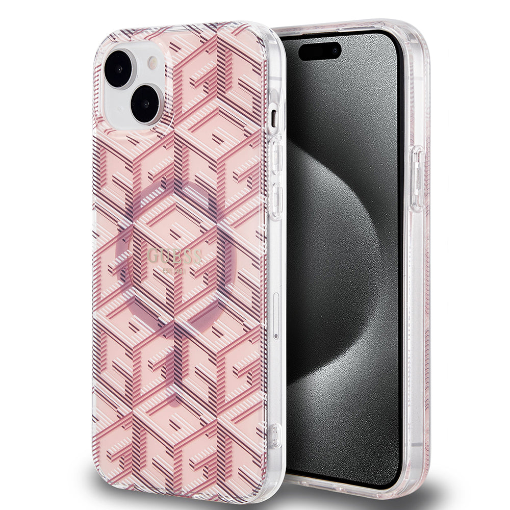 Futrola MagSafe za Apple iPhone 15, Guess, IML Gcube, Roze