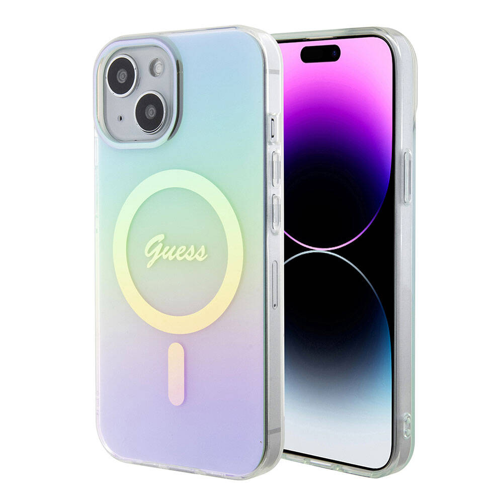Futrola MagSafe za Apple iPhone 15, Guess, IML Iridescent, Tirkiz