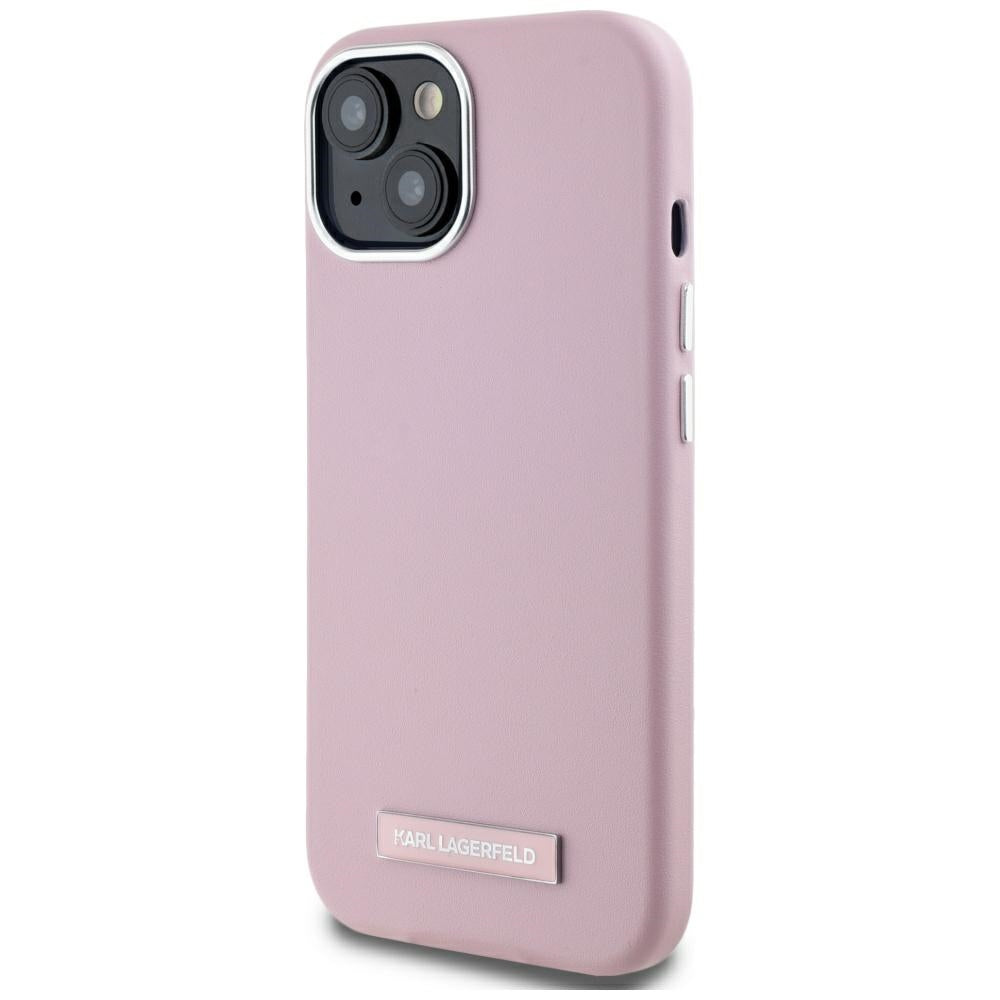 Futrola MagSafe za Apple iPhone 15, Karl Lagerfeld, FW Metal Plate, Roze