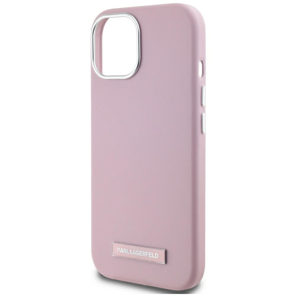 Futrola MagSafe za Apple iPhone 15, Karl Lagerfeld, FW Metal Plate, Roze