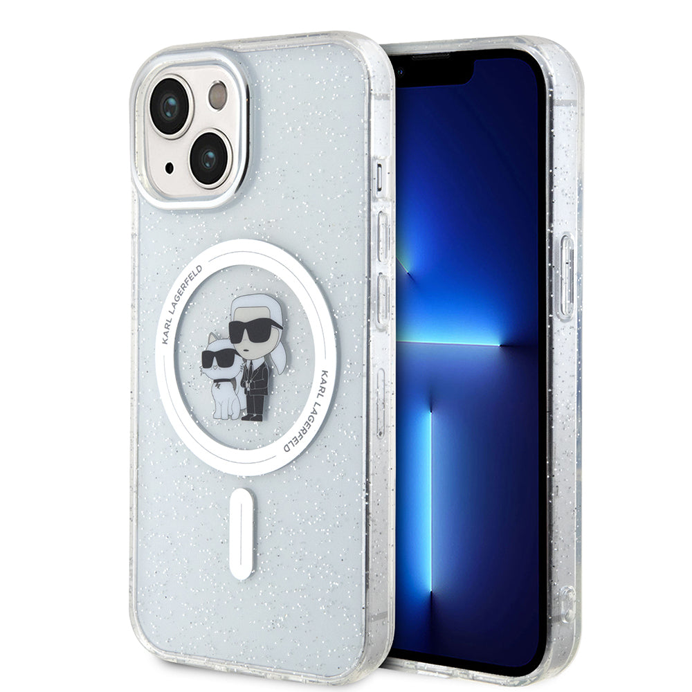 Husa MagSafe za Apple iPhone 15, Karl Lagerfeld, Glitter, Transparentna