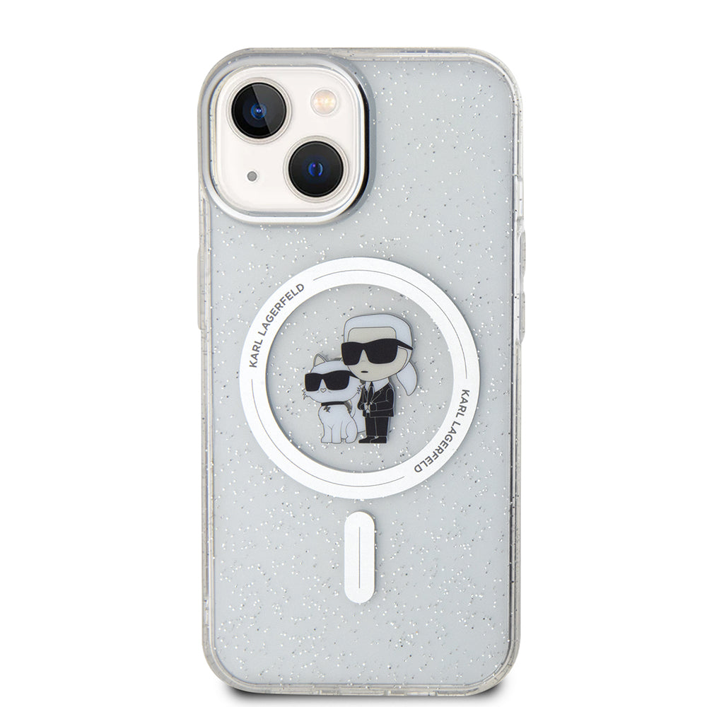 Husa MagSafe za Apple iPhone 15, Karl Lagerfeld, Glitter, Transparentna