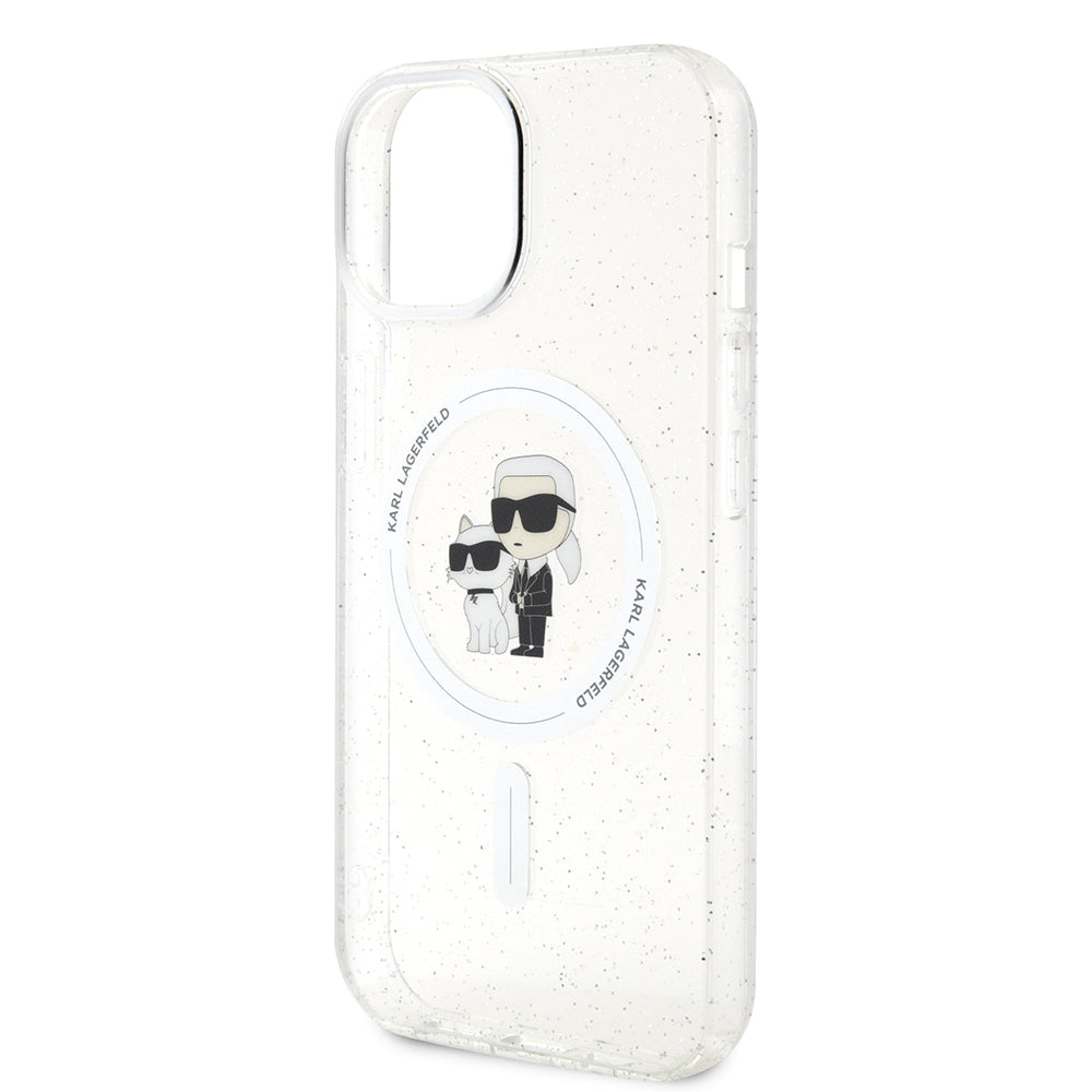 Husa MagSafe za Apple iPhone 15, Karl Lagerfeld, Glitter, Transparentna