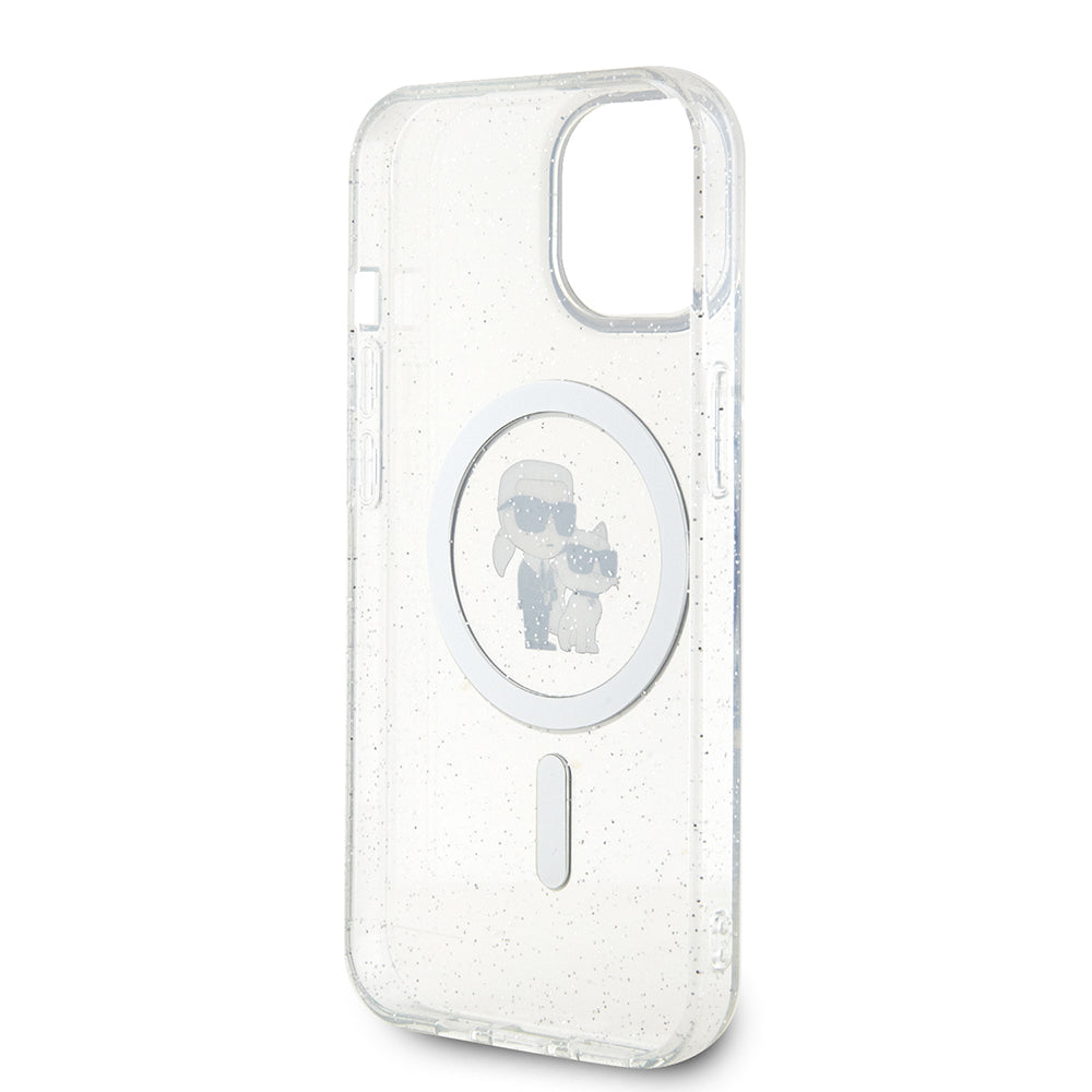 Husa MagSafe za Apple iPhone 15, Karl Lagerfeld, Glitter, Transparentna