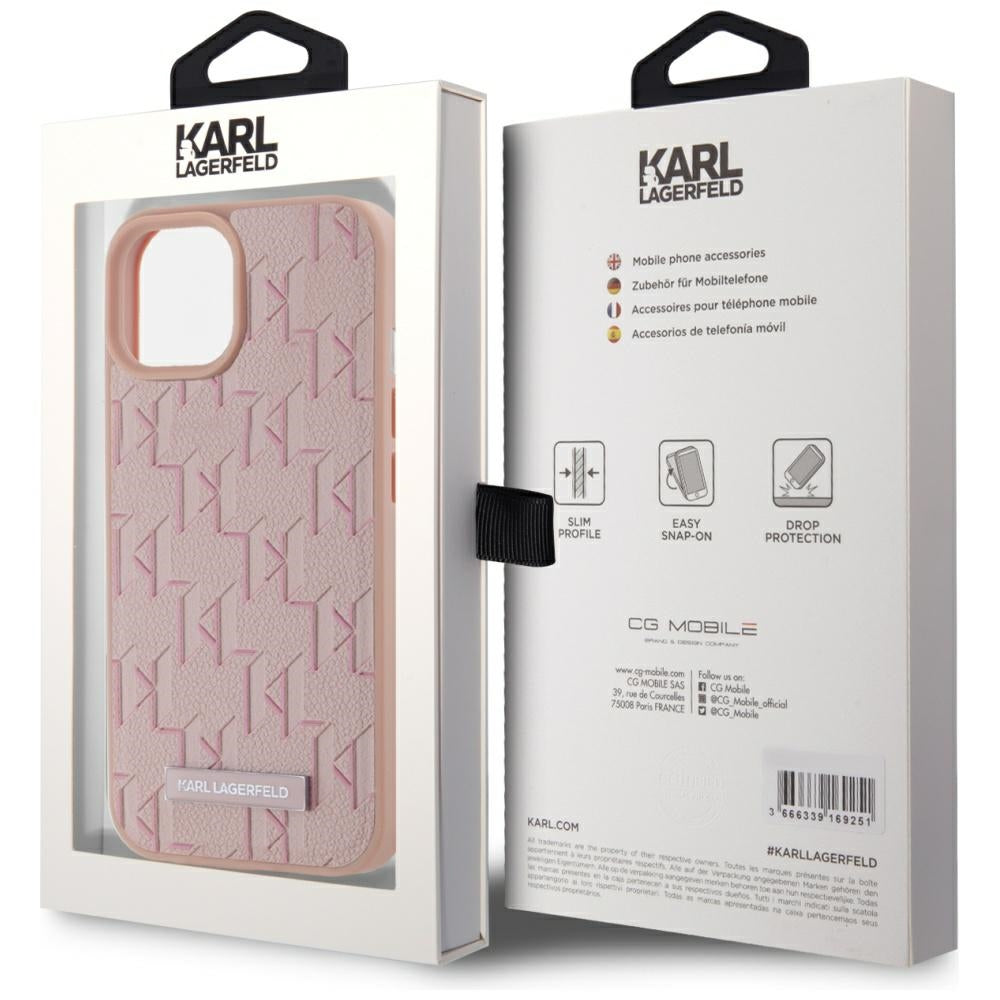 Futrola MagSafe za Apple iPhone 15, Karl Lagerfeld, Hot Stamp, Roze