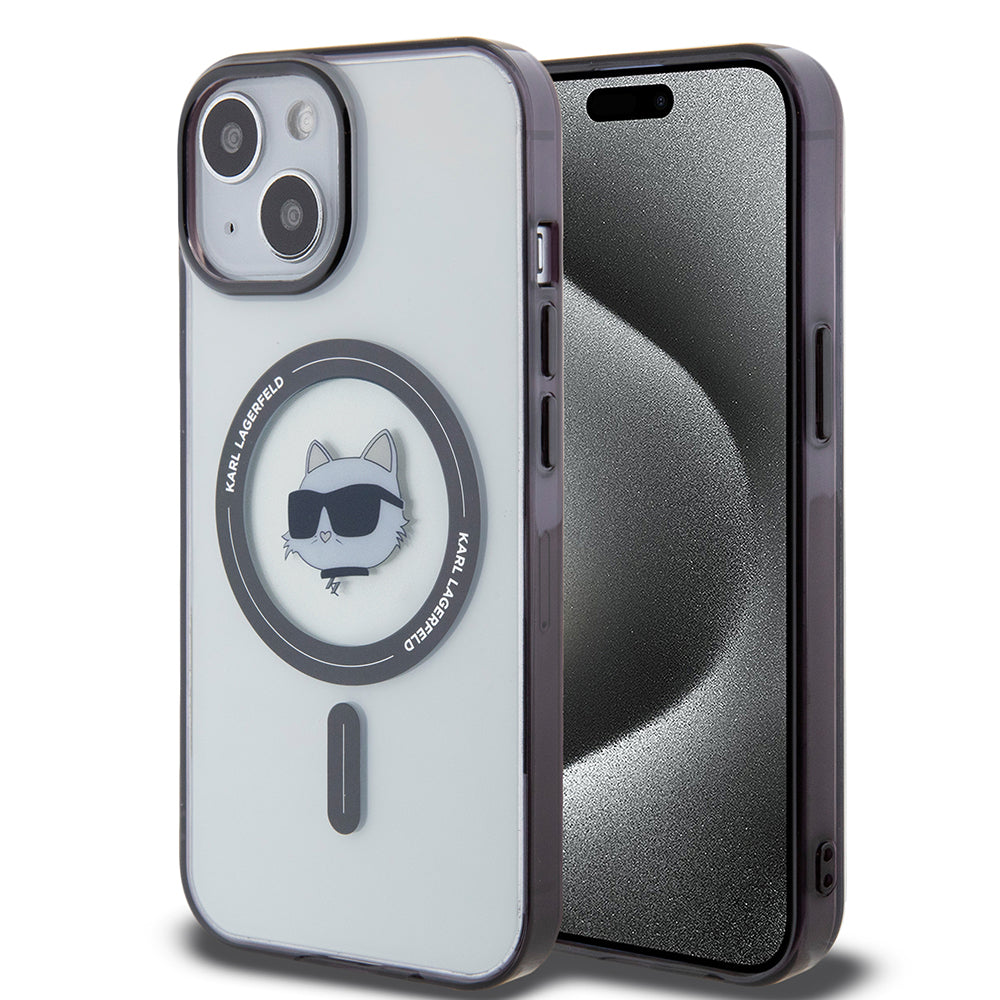 Futrola MagSafe za Apple iPhone 15, Karl Lagerfeld, IML Choupette's Head, Transparentna