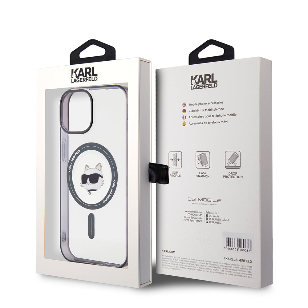Futrola MagSafe za Apple iPhone 15, Karl Lagerfeld, IML Choupette's Head, Transparentna