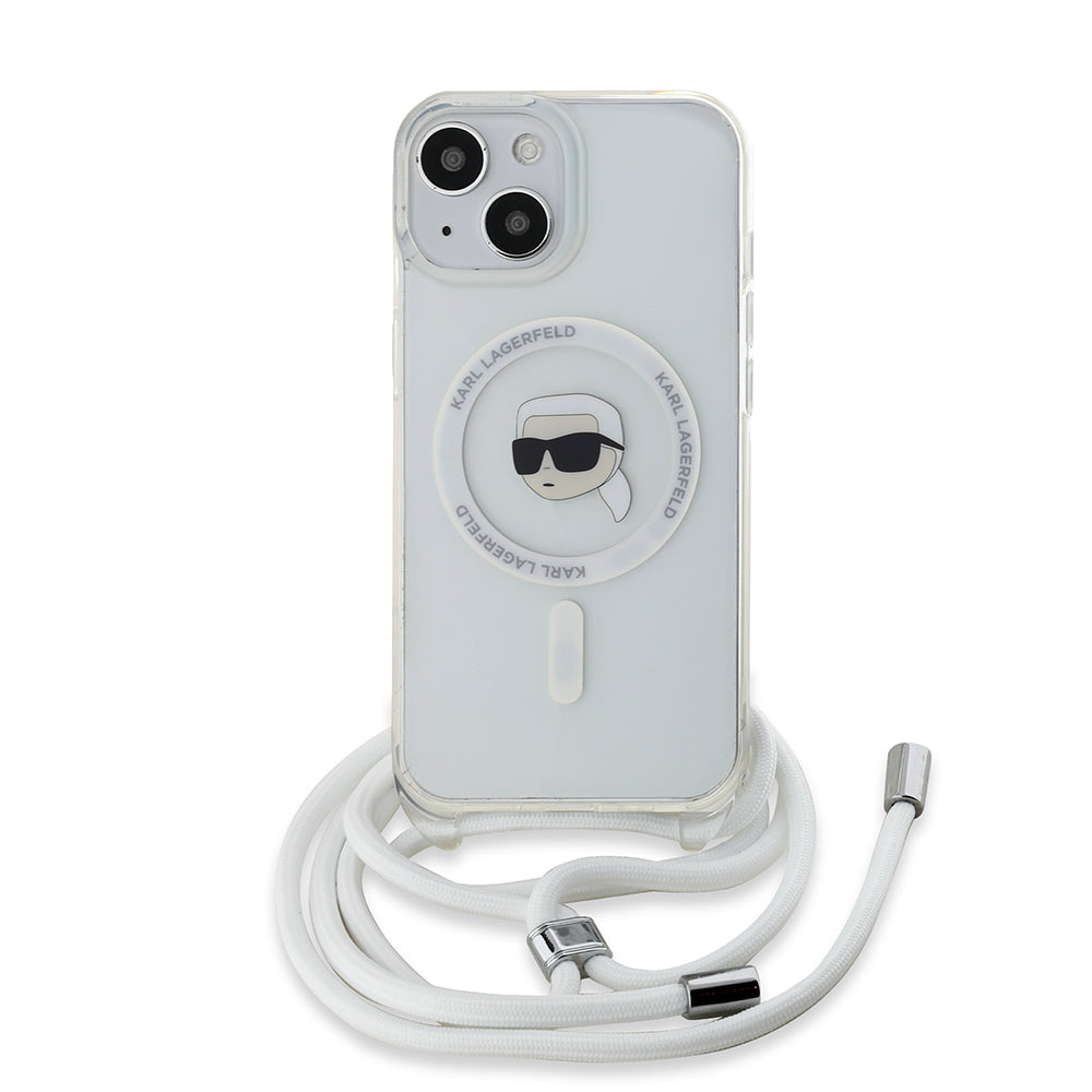 Futrola MagSafe za Apple iPhone 15, Karl Lagerfeld, IML Crossbody Karl's Head, Transparentna
