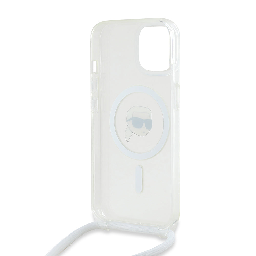 Futrola MagSafe za Apple iPhone 15, Karl Lagerfeld, IML Crossbody Karl's Head, Transparentna
